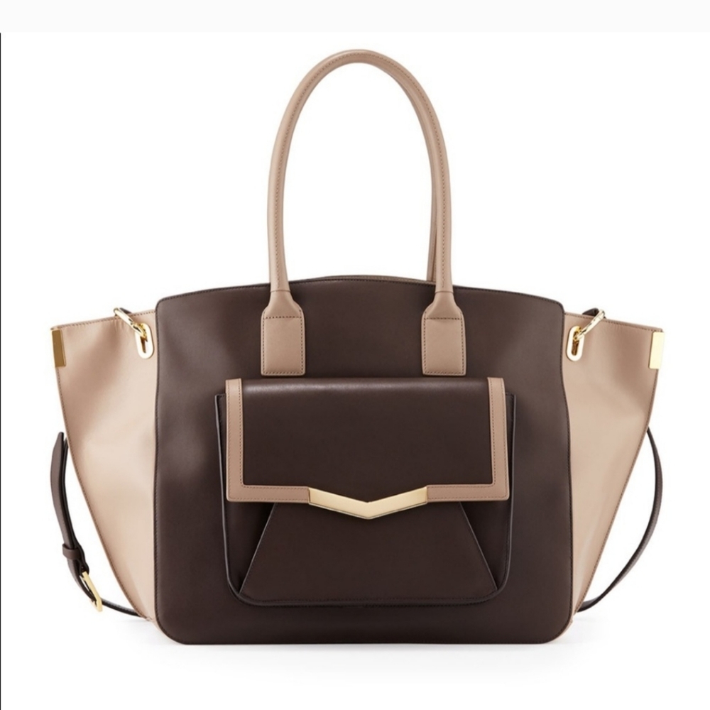 Time's Arrow Large 'Jo' Leather Tote Bag, Cacao/Oyster